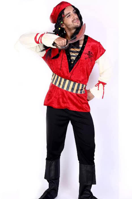 Pirate Of The Caribbean Red Kerchief Suit Cosplay Costume Cosplay Costumes Store 2591