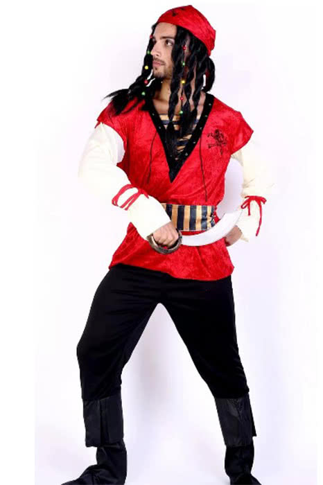 Pirate Of The Caribbean Red Kerchief Suit Cosplay Costume Cosplay Costumes Store 4213